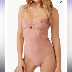 FREE PEOPLE Intimately Sheer Things Lace Trim Mesh Bodysuit